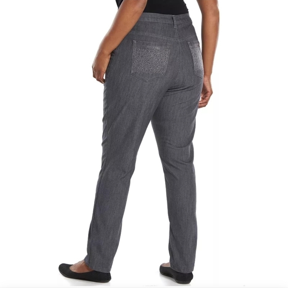 Gloria Vanderbilt Womens Amanda All Around Skinny Gray Jeans Size 14p